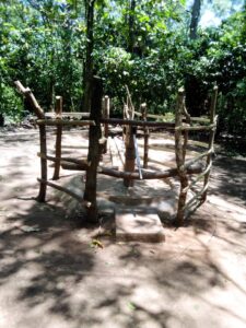 Borehore surrounded by wooden frames